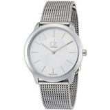 Buy Shop Calvin Klein Minimal White Dial Silver Mesh Bracelet Watch for Men - K3M22126 USA Online