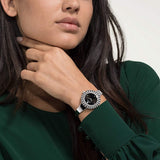 Buy Shop Swarovski Crystal Rose Black Dial Silver Steel Strap Watch for Women - 5484076 USA Online