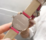 Buy Shop Burberry The City White Dial Haymarket Pink Leather Strap Watch for Women - BU9149 USA Online