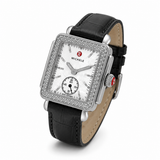 Buy Shop Michele Deco Silver Dial Black Leather Strap Watch For Women - MWW06V000005 USA Online