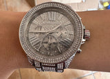 Buy Shop Michael Kors Wren Chronograph Crystals Silver Dial Silver Steel Strap Watch For Women - MK6317 USA Online