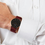 Buy Shop Daniel Wellington Classic Roselyn Black Dial Maroon Nylon Strap Watch For Women - DW00100269 USA Online