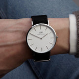 Buy Shop Daniel Wellington Classic Cornwall White Dial Black Nylon Strap Watch For Men - DW00100258 USA Online