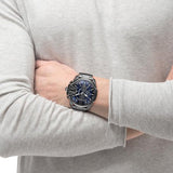 Buy Shop Diesel Mega Chief Chronograph Blue Dial Black Steel Strap Watch For Men - DZ4329 USA Online