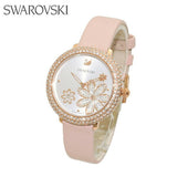 Buy Shop Swarovski Crystal Frost White Dial Pink Leather Strap Watch for Women - 5519223 USA Online