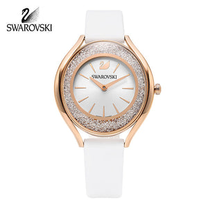 Buy Shop Swarovski Crystalline Aura Silver Dial White Leather Strap Watch for Women - 5519453 USA Online