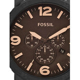 Buy Shop Fossil Nate Chrongraph Ion Plated Black Dial Black Steel Strap Watch for Men - JR1356 USA Online