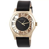 Buy Shop Marc Jacobs Henry Skeleton Black Dial Black Leather Strap Watch for Women - MBM1246 USA Online
