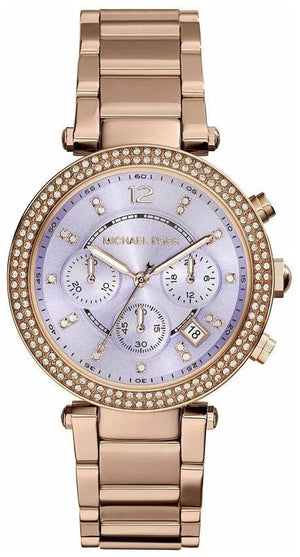 Buy Shop Michael Kors Parker Purple Dial Rose Gold Steel Strap Watch for Women - MK6169 USA Online