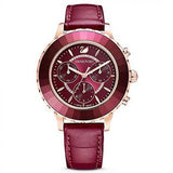 Swarovski Octea Lux Chrono Red Dial Red Leather Strap Watch for Women - 5547642