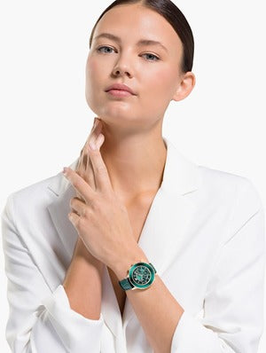 Buy Shop Swarovski Octea Lux Chrono Emerald Green Dial Green Leather Strap Watch for Women - 5452498 USA Online