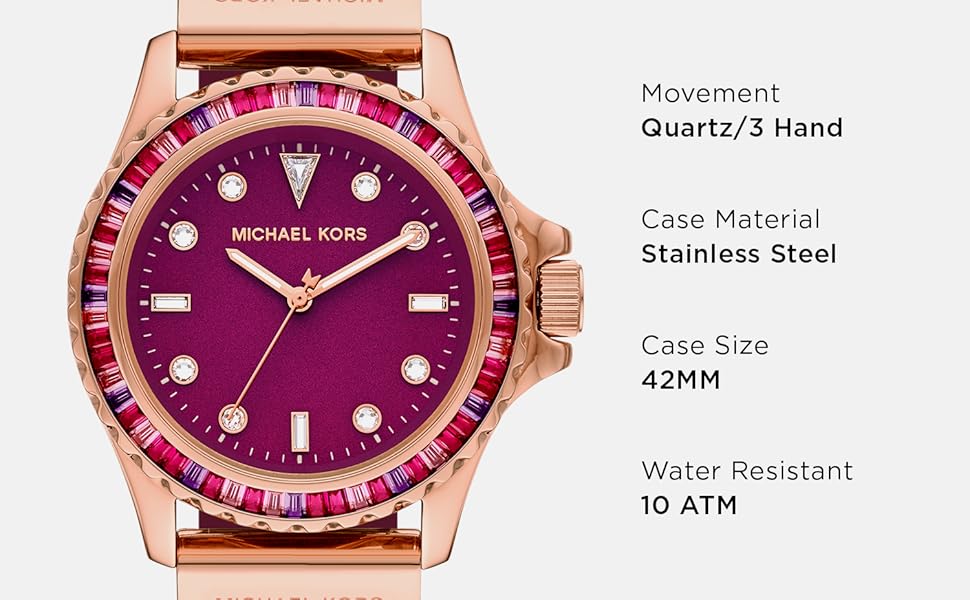 Buy Shop Michael Kors Everest Pave Crystals Pink Dial Pink Rubber Strap Watch for Women - MK7441 USA Online
