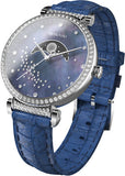 Swarovski Passage Moon Phase Blue Dial Blue Leather Strap Watch for Women - 5613320