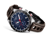 Tissot PRS 516 Chronograph Blue Dial Brown Leather Strap Watch For Men - T100.417.16.041.00