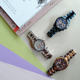 Buy Shop Fossil Perfect Boyfriend Multifunction Brown Dial Two Tone Steel Strap Watch for Women - ES4284 USA Online