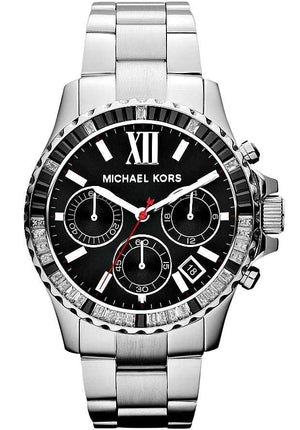 Buy Shop Michael Kors Everest Chronograph Black Dial Silver Steel Strap Watch For Women - MK5753 USA Online