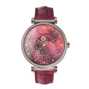 Buy Shop Swarovski Passage Moon Phase Red Dial Red Leather Strap Watch for Women - 5613323 USA Online