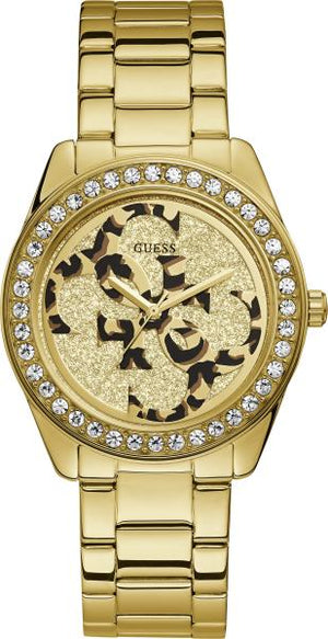Buy Shop Guess G Twist Diamonds Gold Dial Gold Steel Strap Watch For Women - W1201L2 USA Online