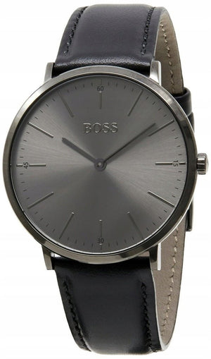 Buy Shop Hugo Boss Modern Grey Dial Black Leather Strap Watch for Men - 1513540 USA Online