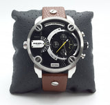Buy Shop Diesel SBA Dual Time Black Dial Brown Leather Strap Watch For Men - DZ7264 USA Online