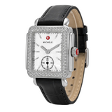 Buy Shop Michele Deco Silver Dial Black Leather Strap Watch For Women - MWW06V000005 USA Online