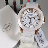 Buy Shop Fossil Ceramic Multifunction White Dial White Steel Strap Watch for Women - CE1006 USA Online