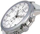 Buy Shop Tissot PRC 200 Chronograph White Dial White Leather Strap Watch For Men - T055.417.16.017.00 USA Online