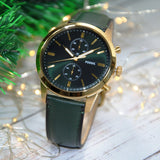 Buy Shop Fossil Townsman Chronograph Green Dial Green Leather Strap Watch for Men - FS5599 USA Online