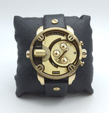 Buy Shop Diesel Mr Daddy Gold Dial Black Leather Strap Watch For Men - DZ7363 USA Online