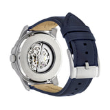 Buy Shop Fossil Grant Automatic Skeleton Silver Dial Blue Leather Strap Watch for Men - ME3111 USA Online