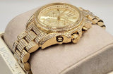 Michael Kors Mini Bradshaw Crystals Gold Dial Gold Steel Strap Watch For Women - MK6494