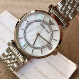 Buy Shop Emporio Armani Gianni T-Bar Mother of Pearl Dial Silver Stainless Steel Watch For Women - AR1908 USA Online