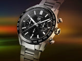 Buy Shop Tag Heuer Carrera Automatic Chronograph Black Dial Silver Steel Strap Watch for Men - CBN2A1B.BA0643 USA Online