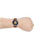 Buy Shop Fossil Neutra Automatic Luggage Skeleton Blue Dial Brown Leather Strap Watch for Men - ME3160 USA Online