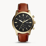 Buy Shop Fossil Townsman Chronograph Black Dial Brown Leather Strap Watch for Men - FS5338 USA Online