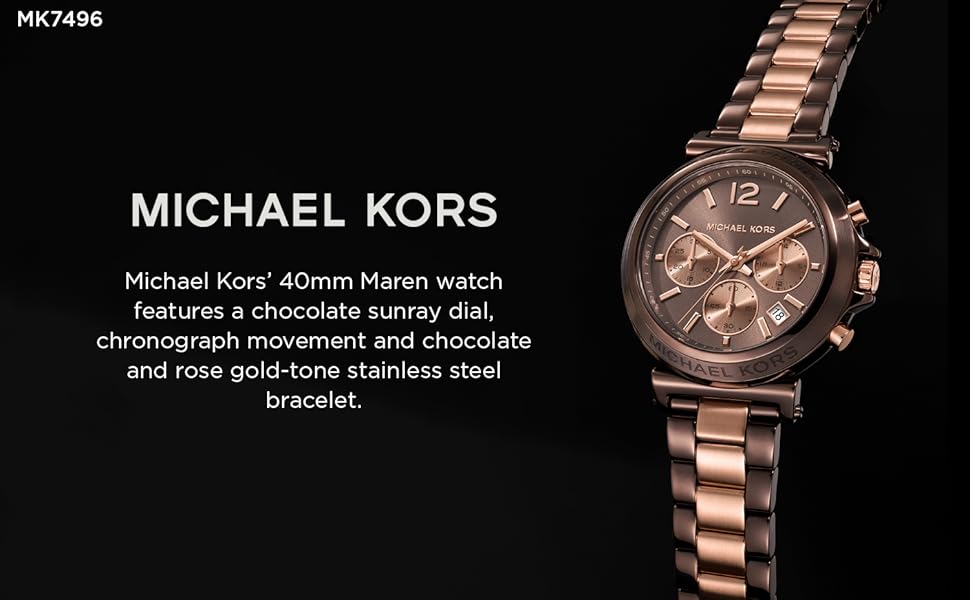 Buy Shop Michael Kors Maren Chronograph Brown Dial Two Tone Steel Strap Watch for Women - MK7496 USA Online