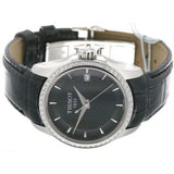 Buy Shop Tissot T Trend Couturier Diamonds Black Dial Black Leather Strap Watch for Women - T035.210.66.051.00 USA Online
