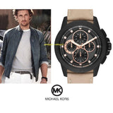 Buy Shop Michael Kors Ryker Chronograph Black Dial Beige Leather Strap Watch For Men - MK8520 USA Online