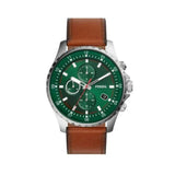 Buy Shop Fossil Dillinger Luggage Chronograph Green Dial Brown Leather Strap Watch for Men - FS5734 USA Online