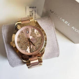Buy Shop Michael Kors Layton Rose Gold Dial Gold Stainless Steel Strap Watch for Women - MK6476 USA Online