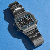 Buy Shop Fossil Retro Digital Black Dial Black Steel Strap Watch for Men - FS5846 USA Online
