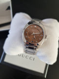 Buy Shop Gucci Vintage Diamonds Brown Dial Silver Steel Strap Watch For Men - YA142409 USA Online