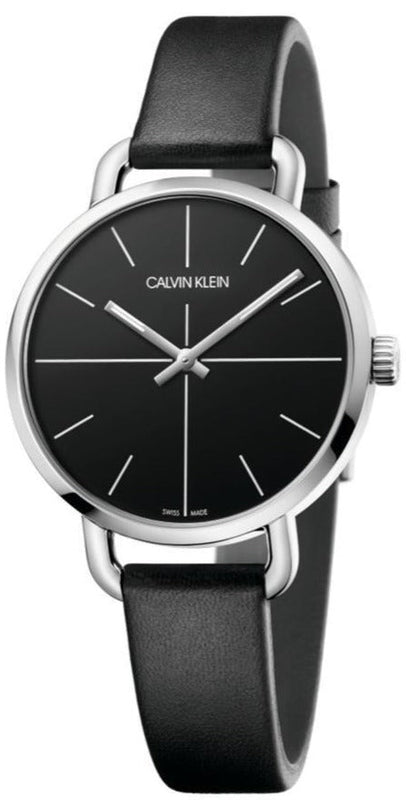 Buy Shop Calvin Klein Even Black Dial Black Leather Strap Watch for Women - K7B231CZ USA Online