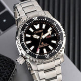 Citizen Promaster 200M Diver Fugu Asian Limited Edition Black Dial Silver Steel Strap Watch For Men - NY0090-86E