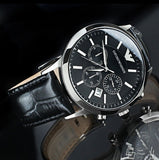 Buy Shop Emporio Armani Renato Chronograph Black Dial Black Leather Strap Watch For Men - AR2447 USA Online