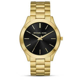 Buy Shop Michael Kors Slim Runway Quartz Black Dial Gold Steel Strap Watch For Men - MK8621 USA Online