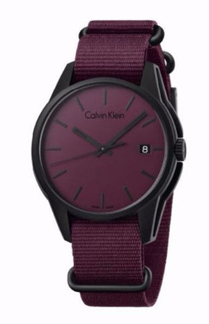 Buy Shop Calvin Klein Tone Maroon Dial Maroon NATO Strap Watch for Men - K7K514UP USA Online