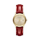 Buy Shop Burberry The City Gold Dial Red Leather Strap Watch for Women - BU9140 USA Online