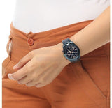 Buy Shop Fossil Perfect Boyfriend Multifunction Blue Dial Blue Steel Strap Watch for Women - ES4093 USA Online