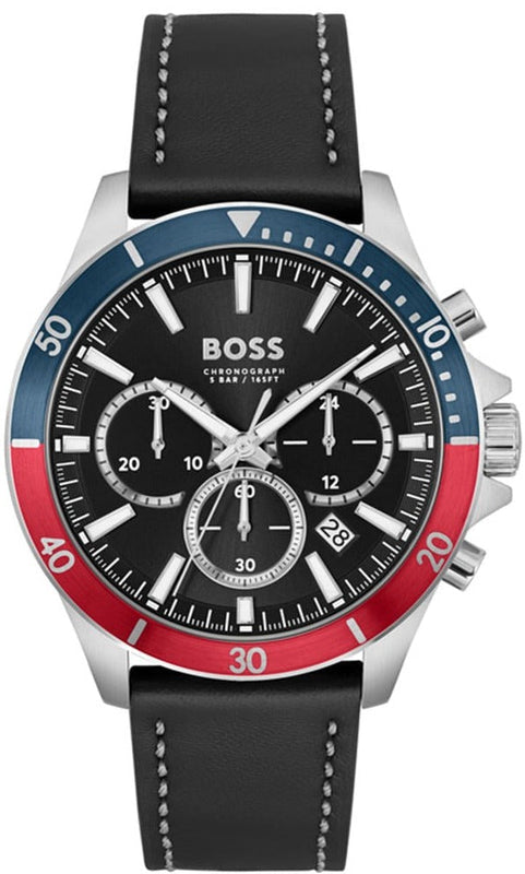 Buy Shop Hugo Boss Troper Chronograph Black Dial Black Leather Strap Watch For Men - 1514099 USA Online